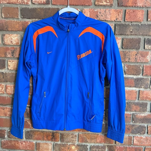 Nike womens FL Gators full zip windbreaker jacket blue/orange smalll - Picture 1 of 5